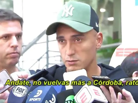 Momento tenso: un hincha de Belgrano increpó a Matías Suárez mientras hablaba con la prensa