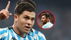 Juanfer Quintero y Lionel Messi.