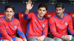 Julián Álvarez y De Paul, a la espera de saber si juegan en Barcelona.