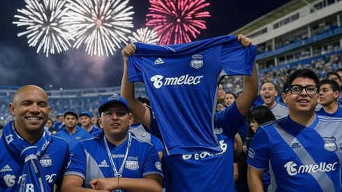 Así será la nueva camiseta de Emelec. Imagen genera por IA de X