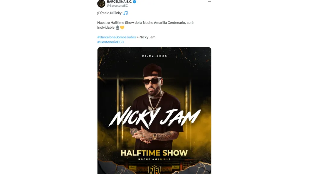 Barcelona SC presentó a Nicky Jam. (Captura de Pantalla)