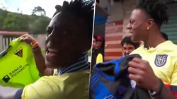 La reacción de IShowSpeed con la camiseta de Liga de Quito y Emelec