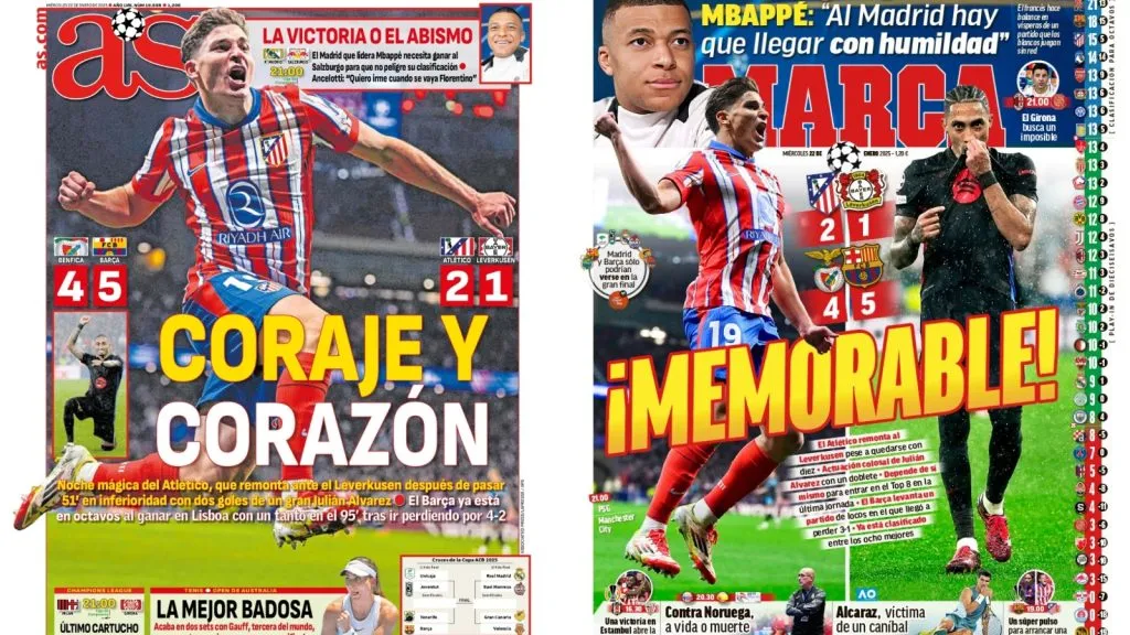 Julián Álvarez comanda los principales titulares de la prensa española: TW