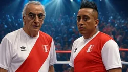 La polémica de Jorge Fossati contra Christian Cueva. Imagen generada por IA de Grok