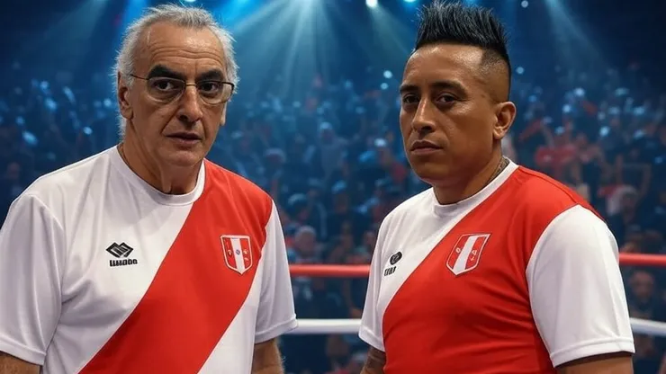 La polémica de Jorge Fossati contra Christian Cueva. Imagen generada por IA de Grok