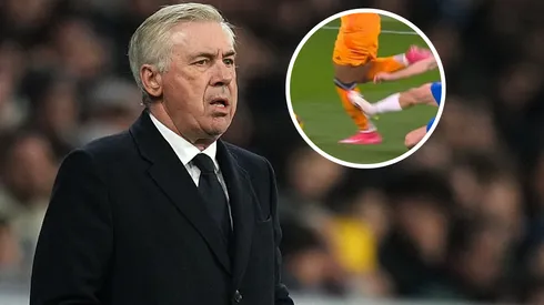 Carlo Ancelotti se mostró indignado por la decisión del árbitro ante el planchazo de Carlos Romero a Kylian Mbappé.