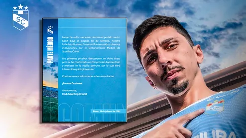 Sporting Cristal confirmó dura lesión de Gustavo Cazonatti