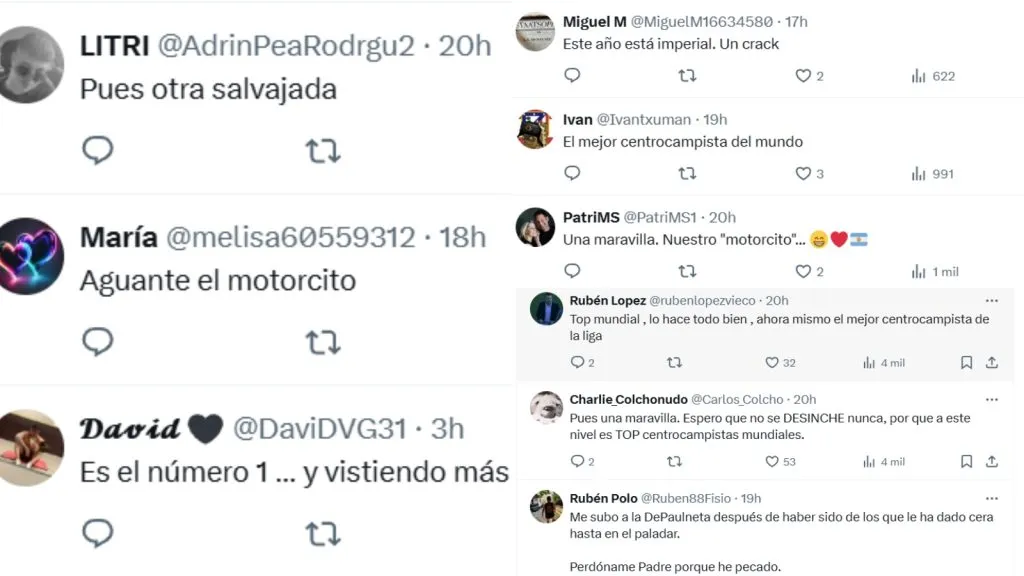 Los hinchas del Atlético Madrid se rinden a De Paul tras la goleada en Valencia: TW