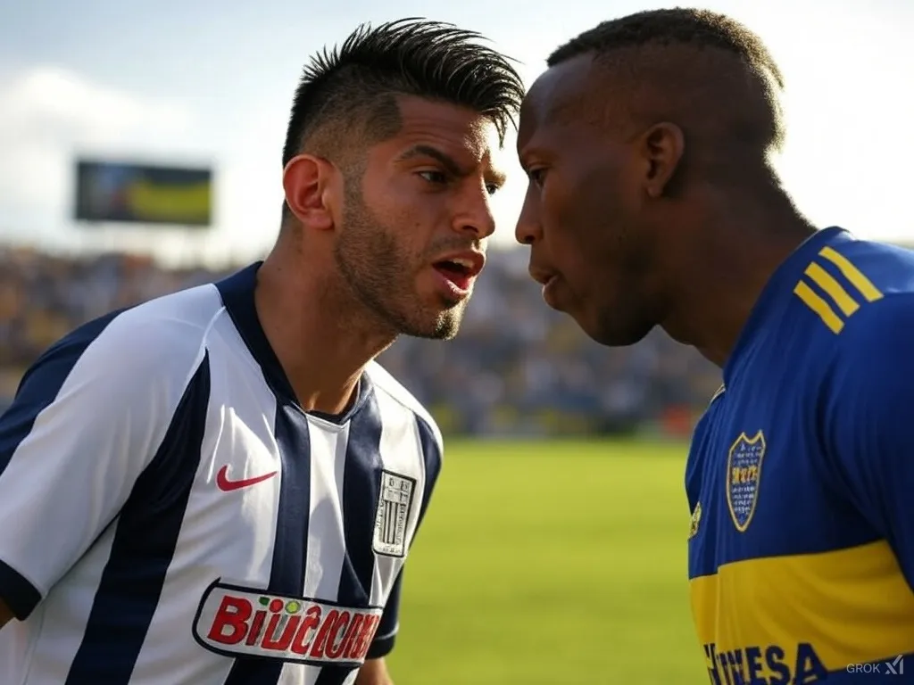 Carlos Zambrano en un mano a mano con Luis Advíncula. (Foto: Imagen generada por Grok IA).
