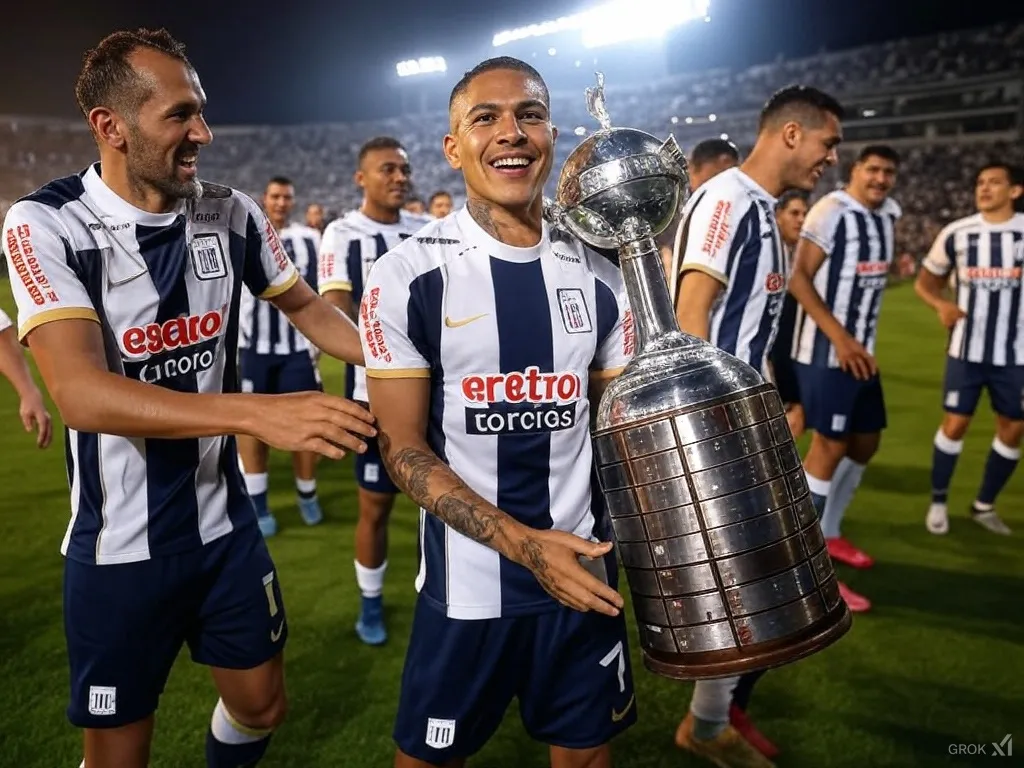Así sería Alianza Lima con la Copa Libertadores. (Foto: Imagen generada por Grok IA).