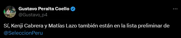 Gustavo Peralta confirmó a Matías Lazo y Kenji Cabrera (Foto: X).