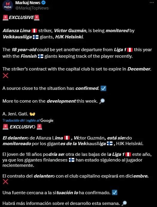 Víctor Guzmán seguido en Finlandia (Foto: X)