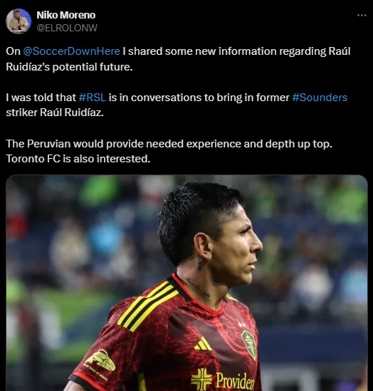 La MLS, a la carga por Raúl Ruidíaz (X @ELROLONW).