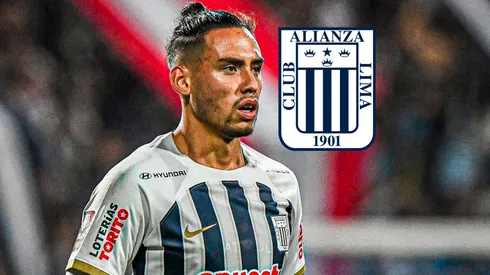 Erick Noriega y el escudo de Alianza Lima.