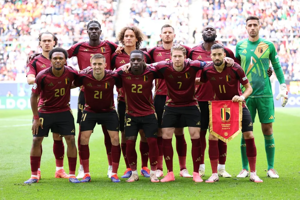 Koen Casteels con el resto de la Selección de Bélgica en la Euro.