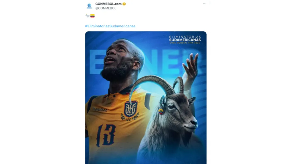 La reacción de Conmebol a Enner Valencia. (Foto. Captura de Pantalla)