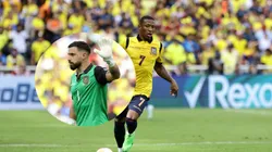 El portero Hernán Galíndez se dislocó el dedo y Pervis Estupiñán se lo acomodó al instante.