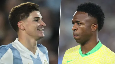 Julián Álvarez le ganó la pulseada a Vinicius Júnior en los cruces que protagonizaron en la temporada entre Atlético de Madrid vs. Real Madrid y Argentina vs. Brasil.