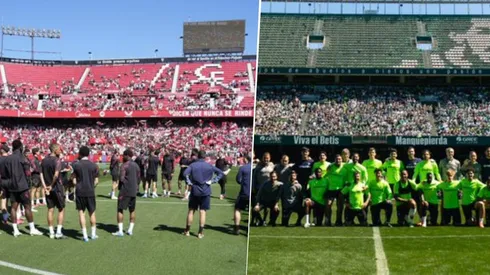 Real Betis y Sevilla abrieron las puertas en sus entrenamientos previos al Derbi Sevillano.