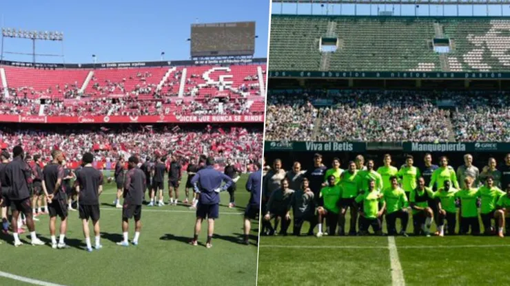 Real Betis y Sevilla abrieron las puertas en sus entrenamientos previos al Derbi Sevillano.