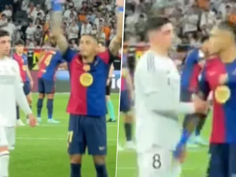 Momento tenso entre Federico Valverde y Raphinha en el Real Madrid vs. Barcelona