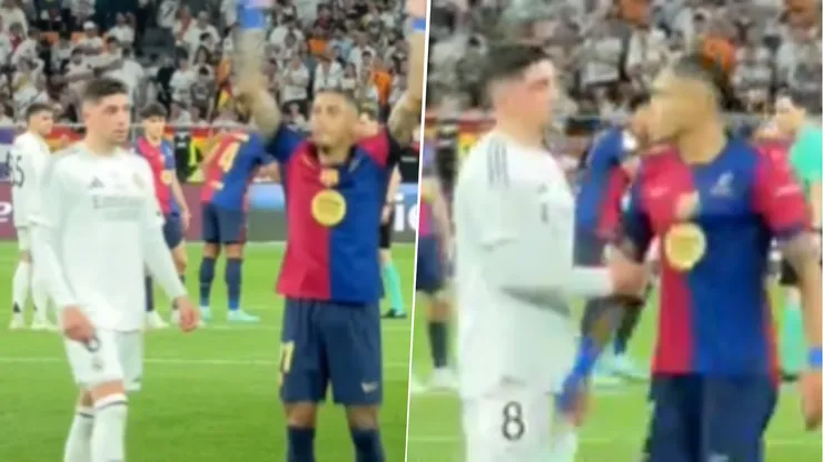 Federico Valverde increpó a Raphinha por su festejo antes de que el árbitro pitara el final del partido.