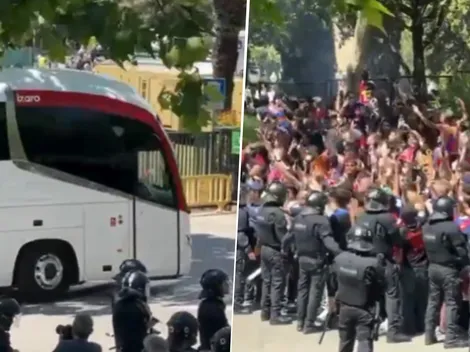 Proyectiles de los hinchas del Barcelona contra el bus del Real Madrid