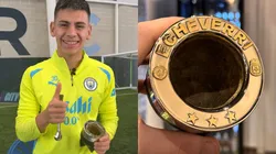 El Diablito, feliz con el regalo personalizado que le hicieron los ingleses.