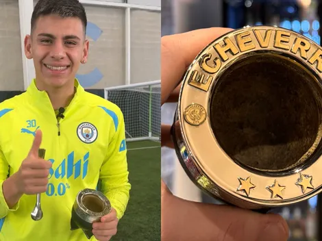 La historia argentina detrás del mate que Manchester City le regaló al Diablito Echeverri