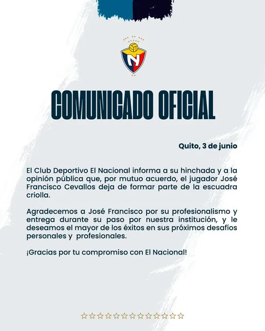 El comunicado de El Nacional sobre la salida de José Cevallos. (Foto: @elnacionalec)