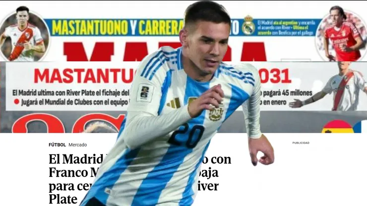 Mastantuono, motivo de tapa de diario en España.