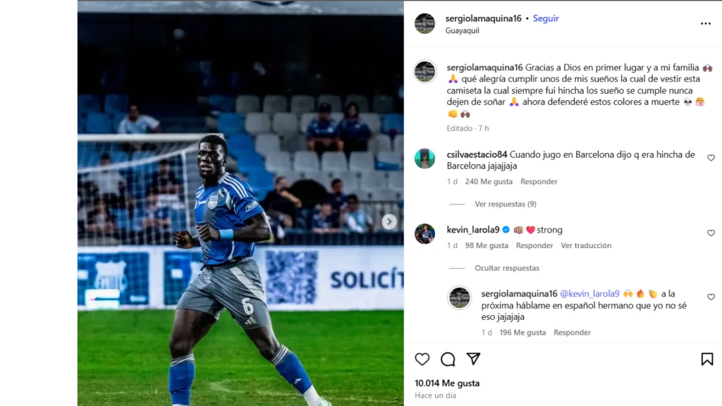 El posteo de Sergio Quintero en redes sociales.