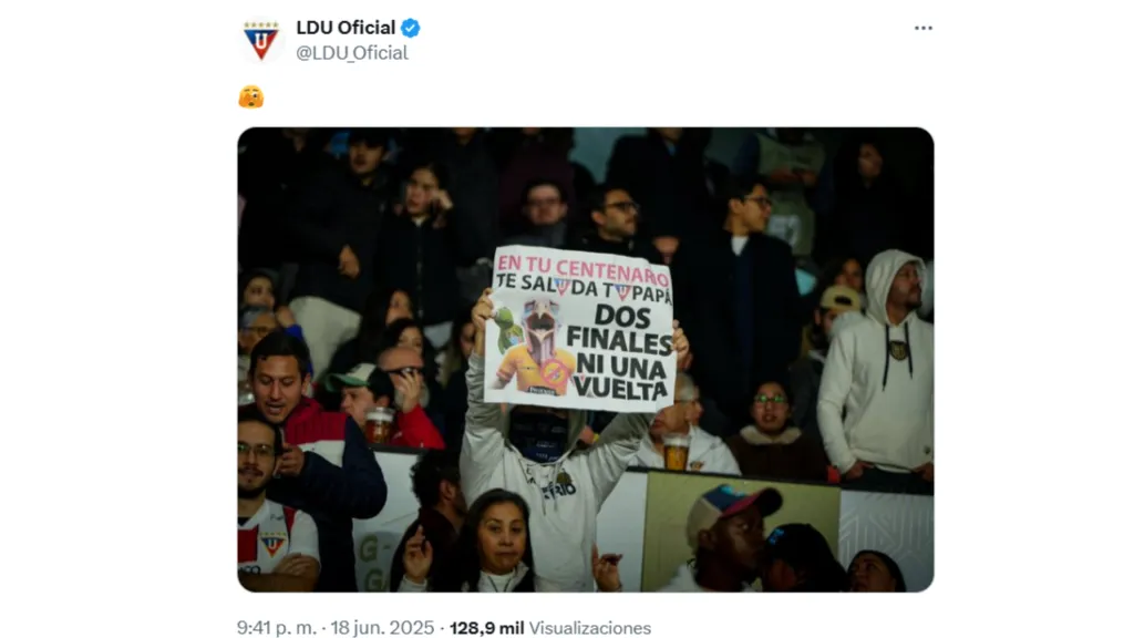 El mensaje de LDU vs Barcelona SC en sus redes sociales. (Captura de pantalla)