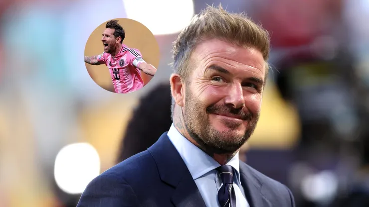 Beckham, a los pies de Messi tras su golazo contra Porto.