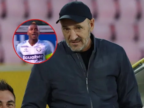 Miller Bolaños se manda un gran gol ante los ojos de Guillermo Duró, DT de Emelec