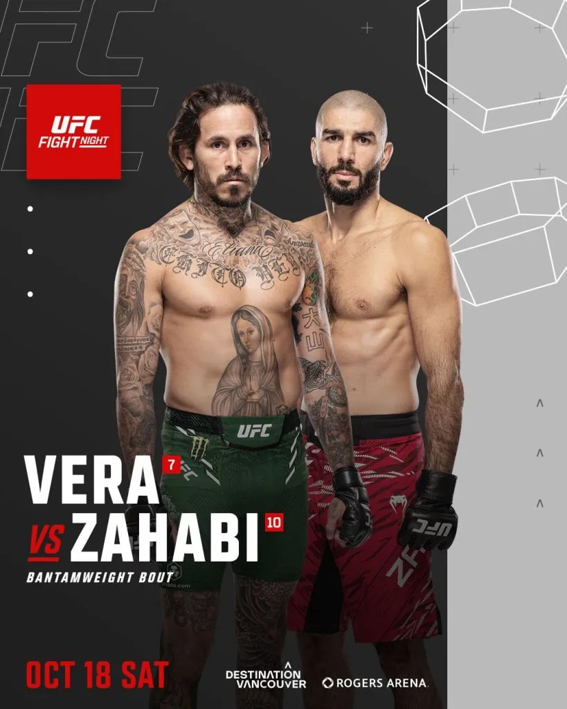 Poster oficial Vera vs. Zahabi. Foto: UFC.