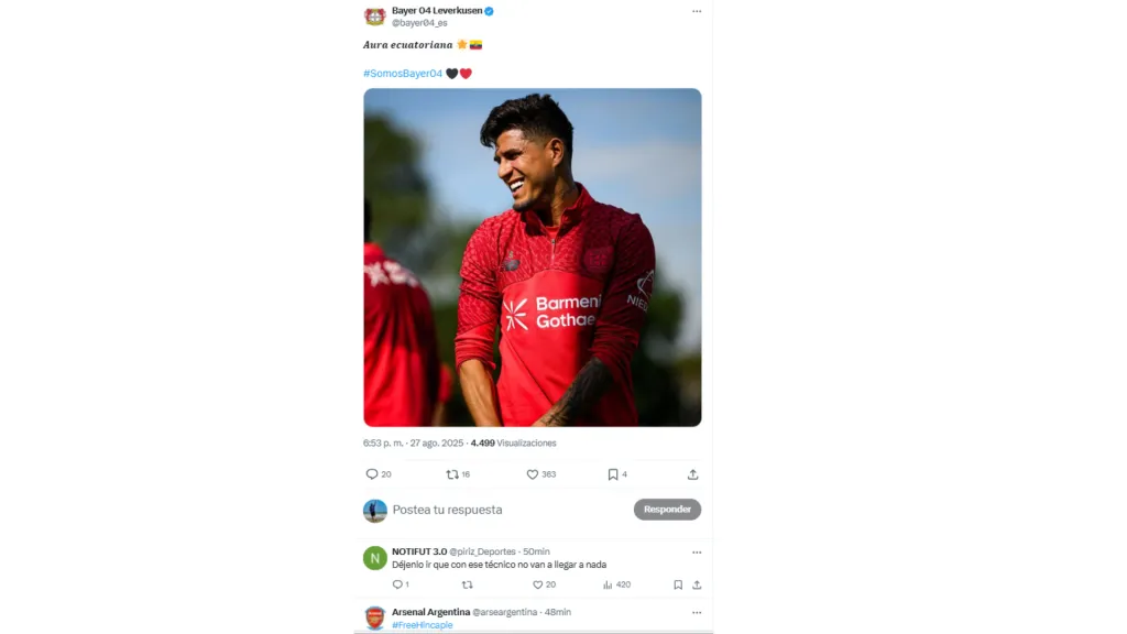 Más de 20 comentarios piden la salida de Piero Hincapié. (Foto: Captura de pantalla)