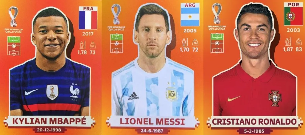 Tres de los cromos más buscados en el álbum del Mundial Qatar 2022.