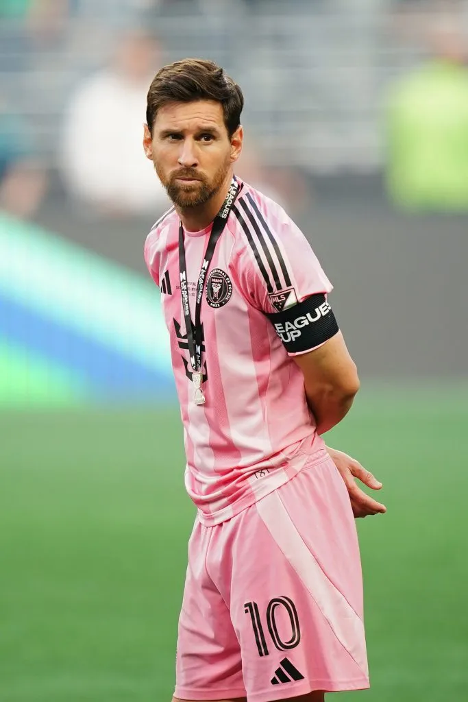 Messi recibió la medalla como subcampeón de la Leagues Cup y presenció la coronación de Seattle. (Foto: Getty).
