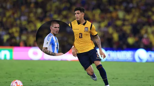 ¡Cómo muchacho! Mastantuono no pudo hacer nada contra Piero Hincapié y así quedó Foto: Getty