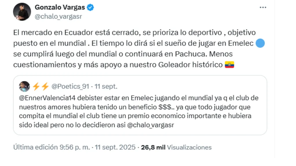 El representante de Enner aclaró por qué no llegó a Emelec. (Foto: Captura de pantalla)