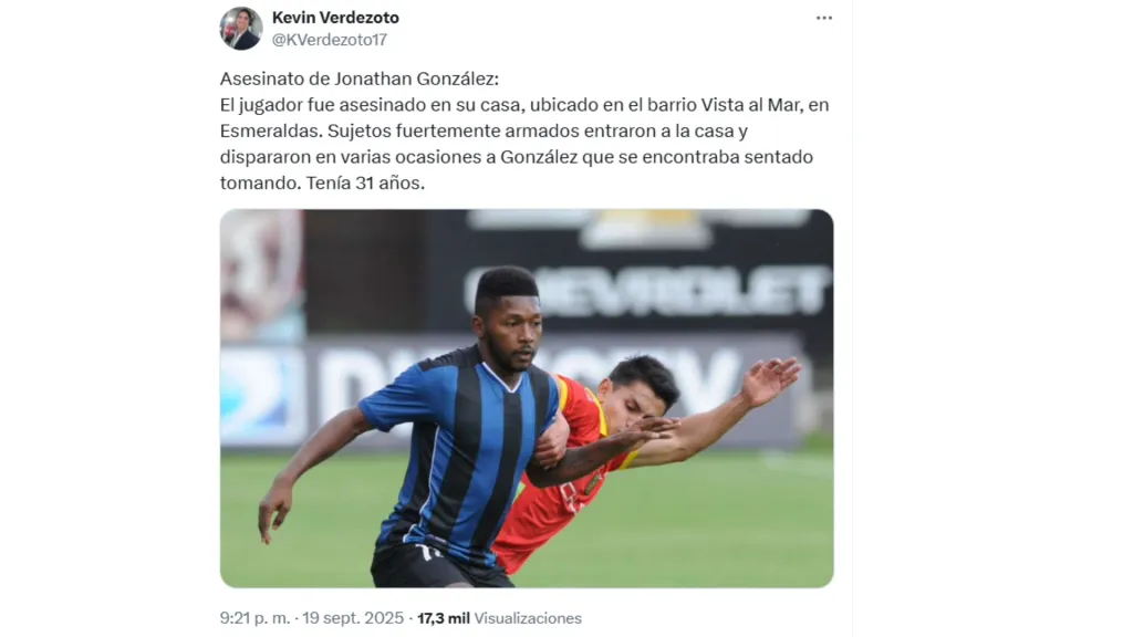 González fue asesinado en Esmeraldas. (Foto: Captura de Pantalla)