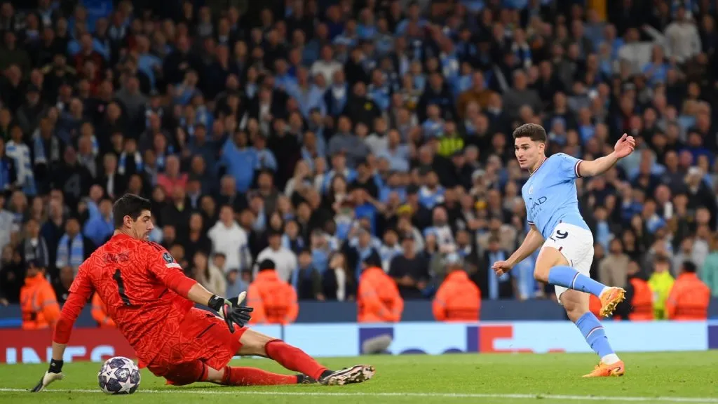 2023, momento del primer gol de Julián Alvarez al Real Madrid: GETTY