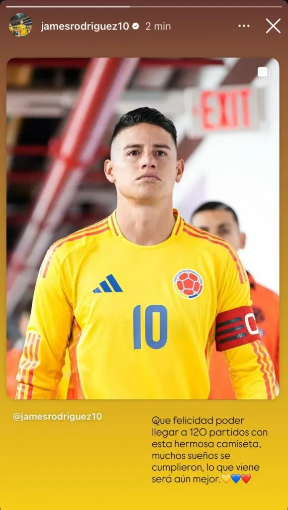 Mensaje de James Rodríguez. (Foto: Instagram / @jamesrodriguez10)