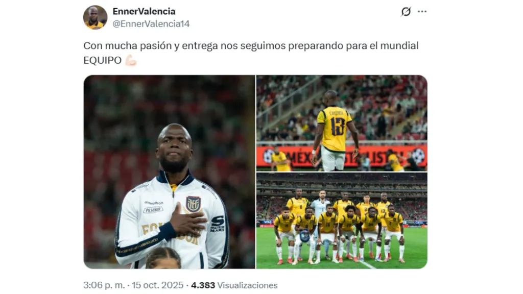 El mensaje de Enner Valencia para la Selección de Ecuador. (Captura de pantalla)