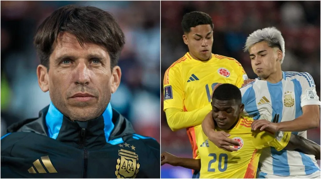 Diego Placente y jugada de Colombia vs Argentina. (Foto: X / @sudanalytics_ y @CONMEBOL)