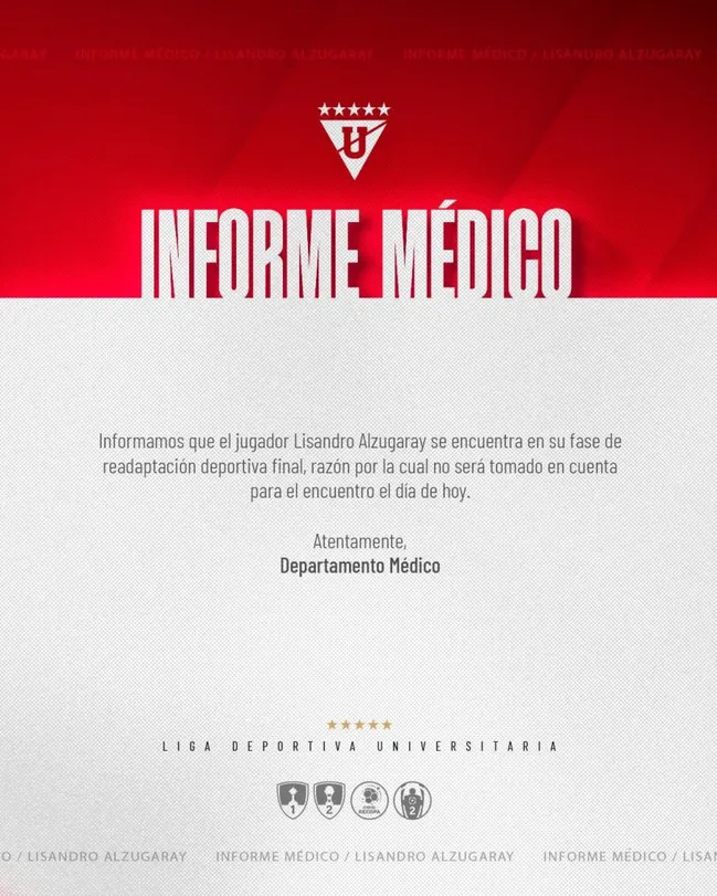 El comunicado de Liga de Quito sobre Lisandro Alzugaray. (Foto: Liga)