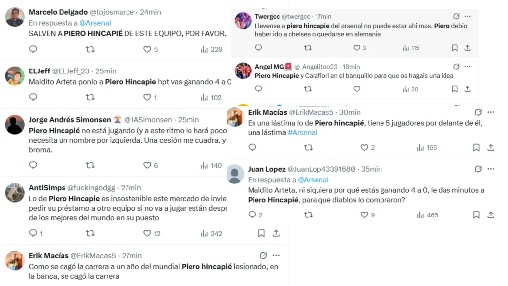 Hincapié fue tendencia en X. (Capturas de pantalla)