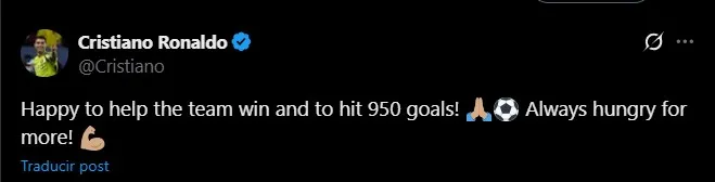Post de Cristiano Ronaldo. (Foto: X / @Cristiano)