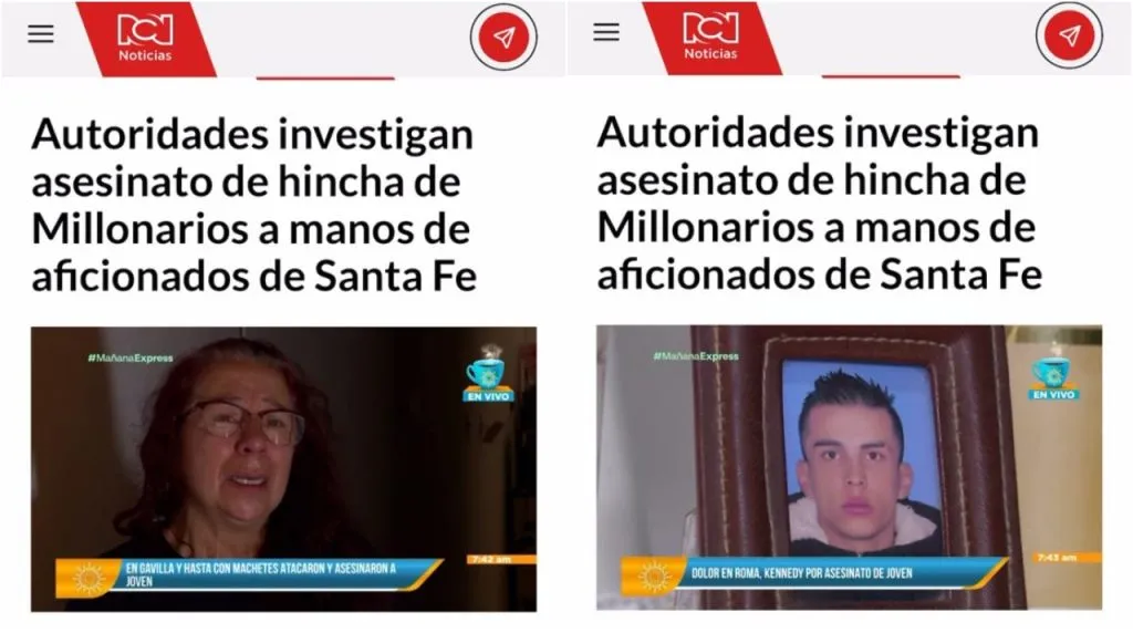 Madre del hincha de Millonarios fallecido rompió el silencio. (Foto: https://www.noticiasrcn.com)